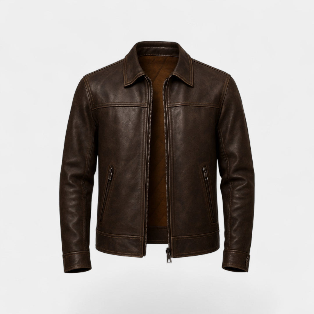 Veste homme cuir de vachette mate vintage – raffinée, affirmée, silhouette quotidienne