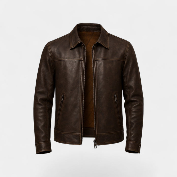 Veste homme cuir de vachette mate vintage – raffinée, affirmée, silhouette quotidienne