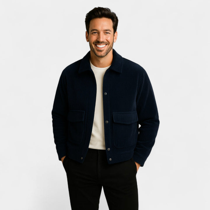 Veste homme en velours côtelé coupe ample – rétro, raffinée, couche quotidienne