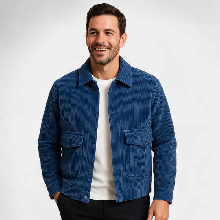 Veste homme en velours côtelé coupe ample – rétro, raffinée, couche quotidienne