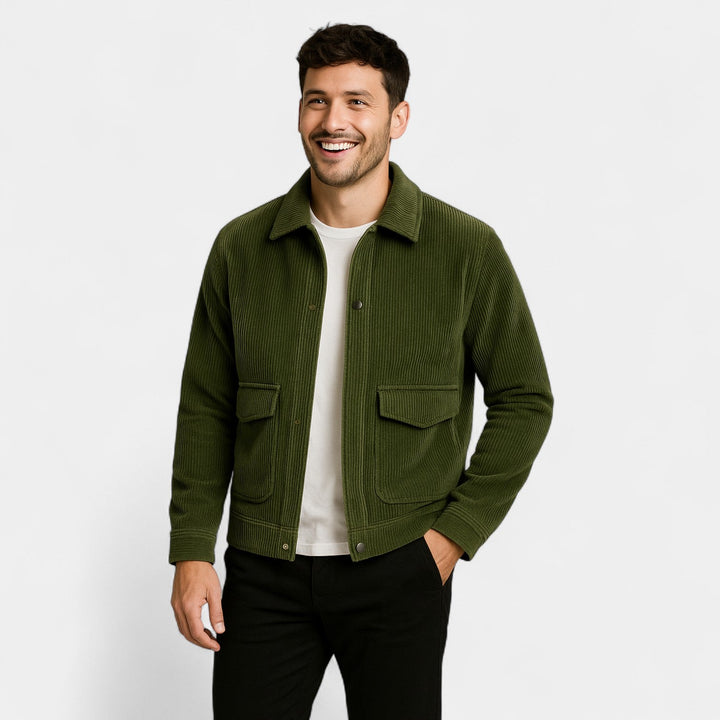 Veste homme en velours côtelé coupe ample – rétro, raffinée, couche quotidienne