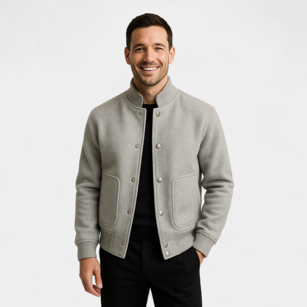 Bomber homme col montant – couleur unie, raffiné, silhouette décontractée