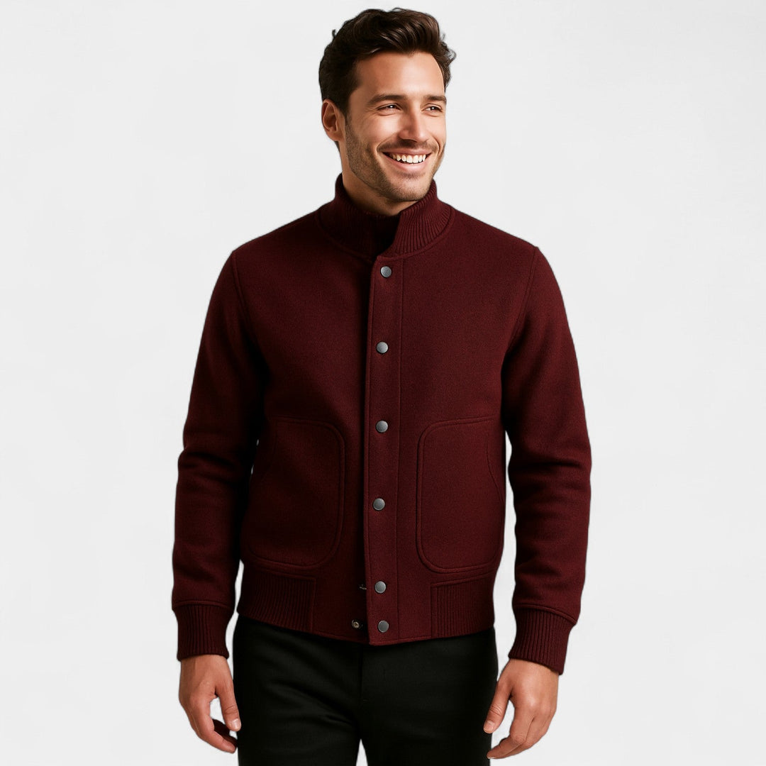 Bomber homme col montant – couleur unie, raffiné, silhouette décontractée