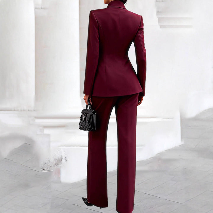 Costume Femme | Blazer Ajusté et Pantalon Large Élégant Amarrien