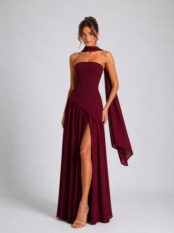 Solène Robe Fendue Drapée