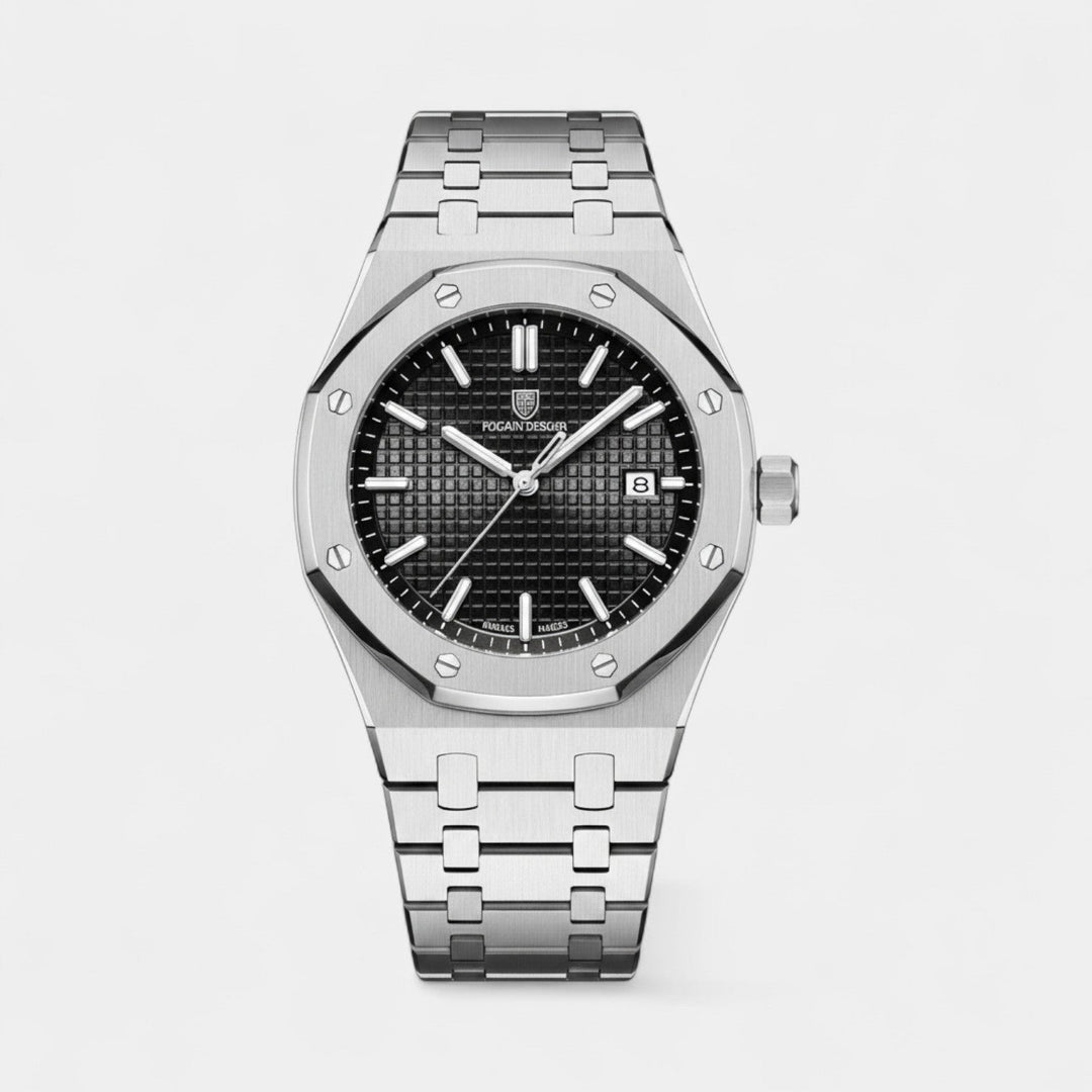 Montre pour Homme Acier Inoxydable Argentée – Quartz Lumineuse et Étanche 42 mm
