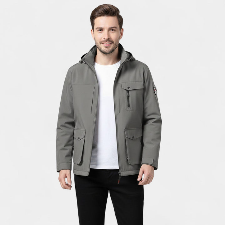 Veste Coupe-Vent Shell Homme en Matière Technique – Multi-Poches Urbain