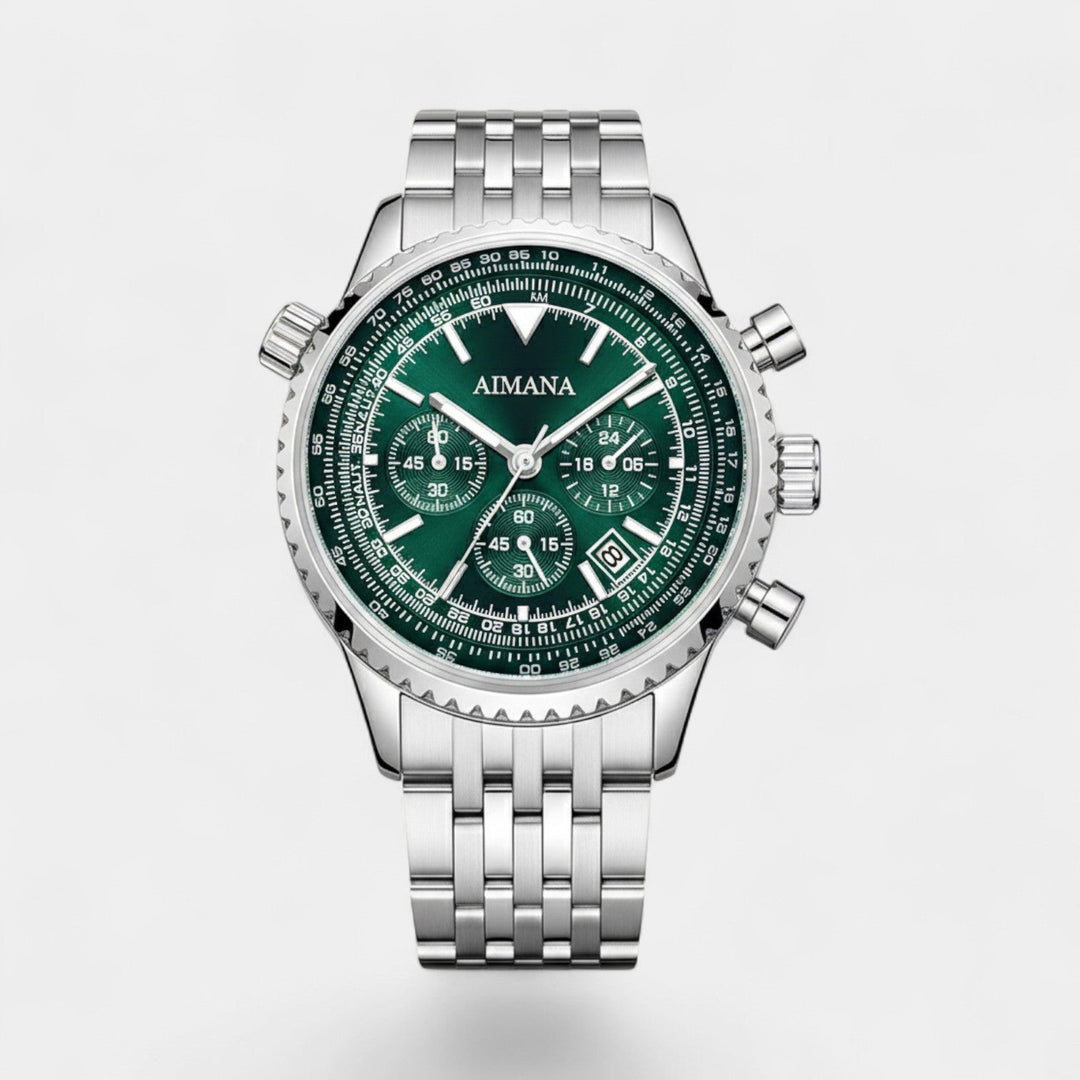 Montre Chronographe Homme en Acier Inoxydable – Mouvement Quartz Six Aiguilles