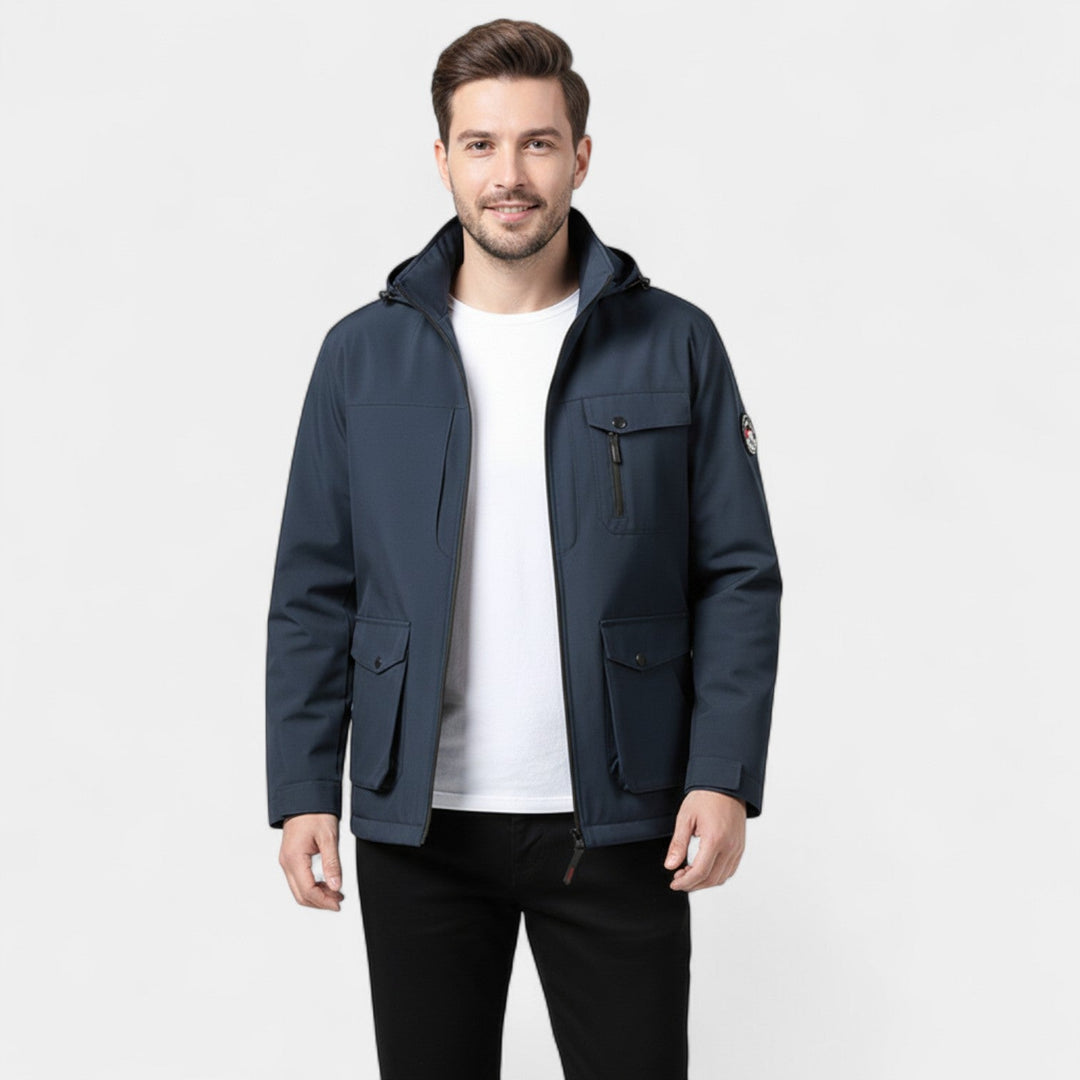 Veste Coupe-Vent Shell Homme en Matière Technique – Multi-Poches Urbain