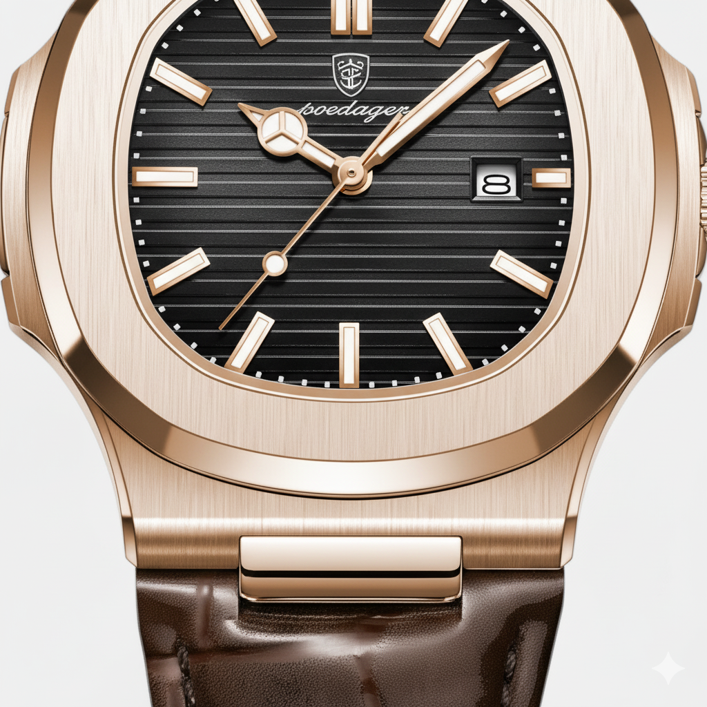Montre pour Homme Bracelet Cuir – Quartz Lumineuse et Étanche 40 mm