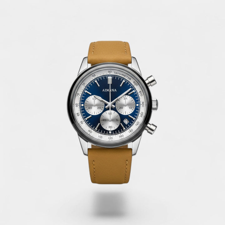 Montre pour Homme Bracelet Cuir – Quartz Chronographe Étanche 40,5 mm