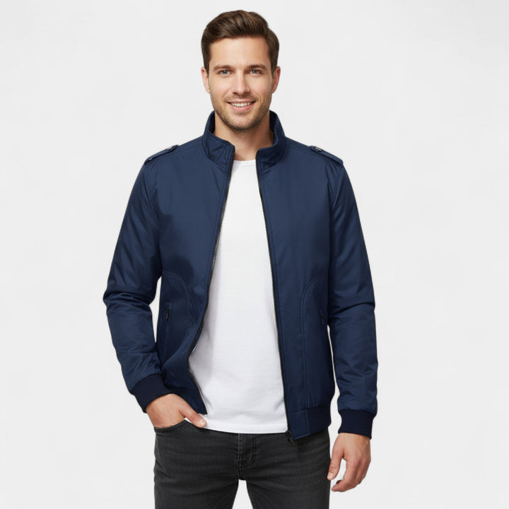 Veste Homme Col Montant en Mélange Tissé – Coupe Slim Ajustée