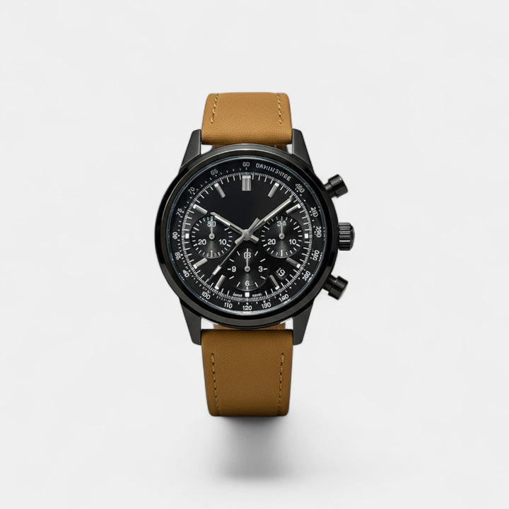 Montre pour Homme Bracelet Cuir – Quartz Chronographe Étanche 40,5 mm