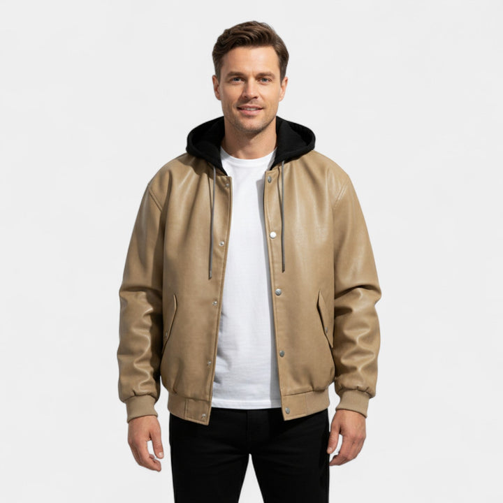 Blouson Varsity Homme Cuir Rétro – Effet Deux Pièces Moderne