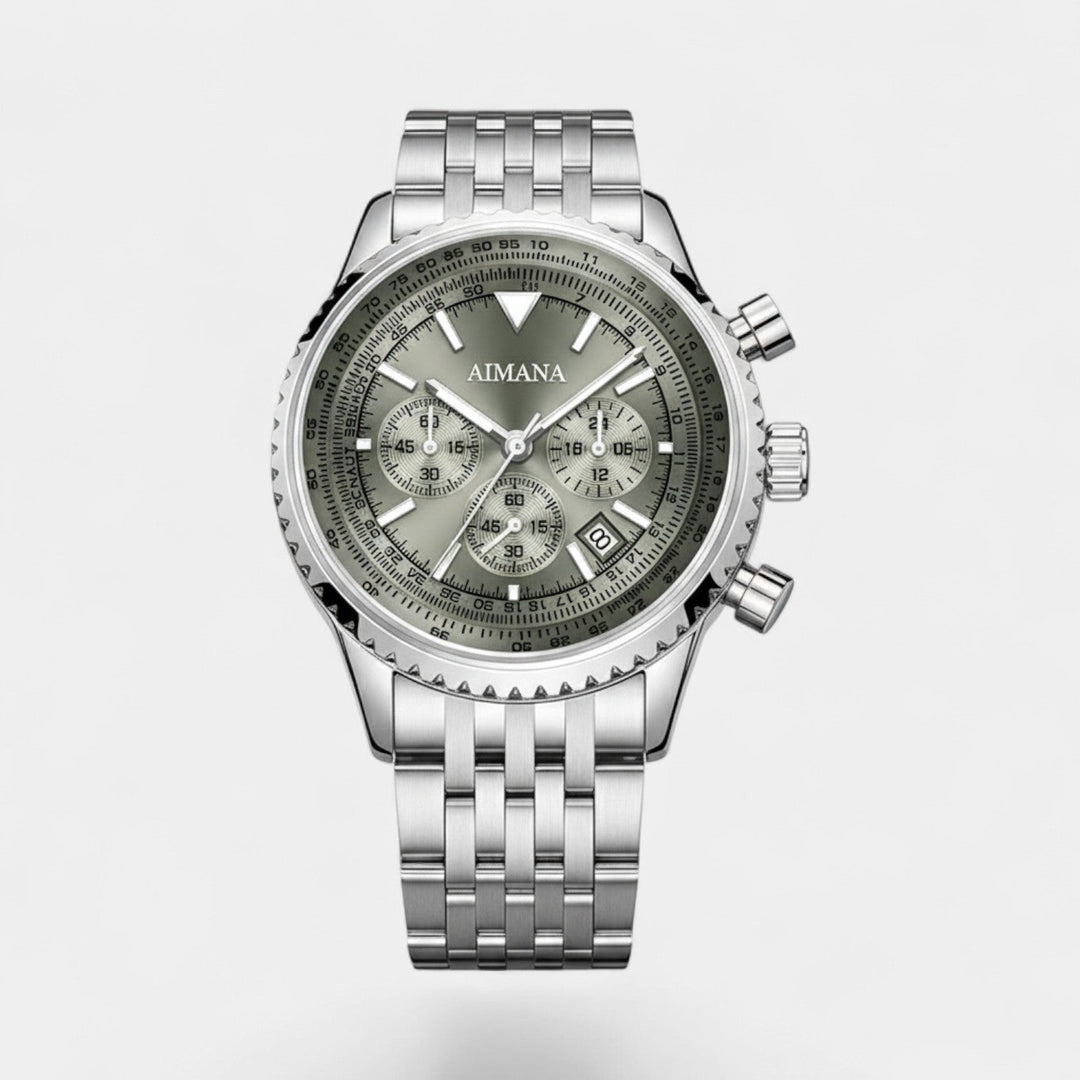 Montre Chronographe Homme en Acier Inoxydable – Mouvement Quartz Six Aiguilles