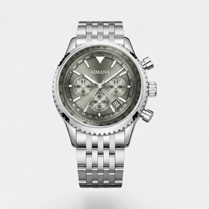 Montre Chronographe Homme en Acier Inoxydable – Mouvement Quartz Six Aiguilles