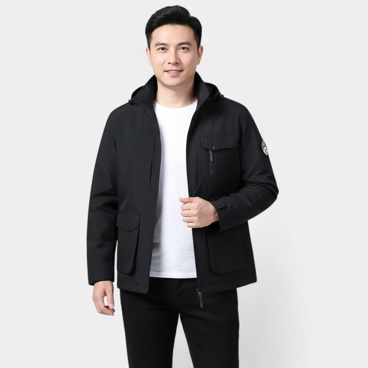 Veste Coupe-Vent Shell Homme en Matière Technique – Multi-Poches Urbain