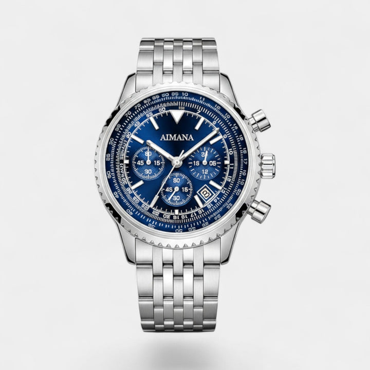 Montre Chronographe Homme en Acier Inoxydable – Mouvement Quartz Six Aiguilles