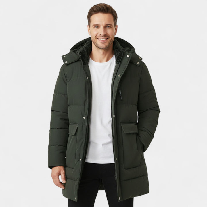 Manteau long homme en coton doublé polaire
