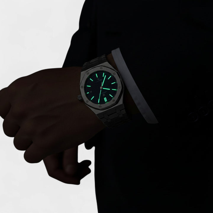 Montre pour Homme Acier Inoxydable Argentée – Quartz Lumineuse et Étanche 42 mm