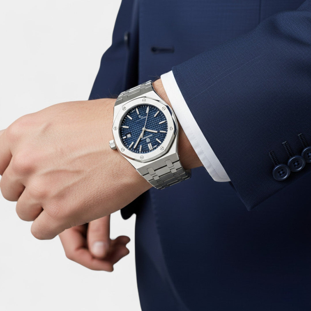 Montre pour Homme Acier Inoxydable Argentée – Quartz Lumineuse et Étanche 42 mm