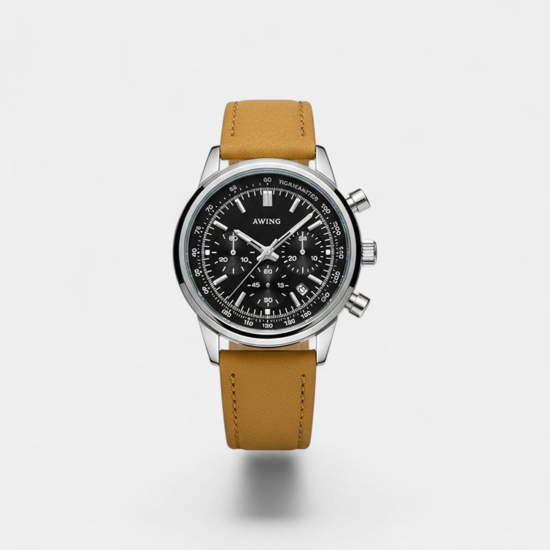 Montre pour Homme Bracelet Cuir – Quartz Chronographe Étanche 40,5 mm