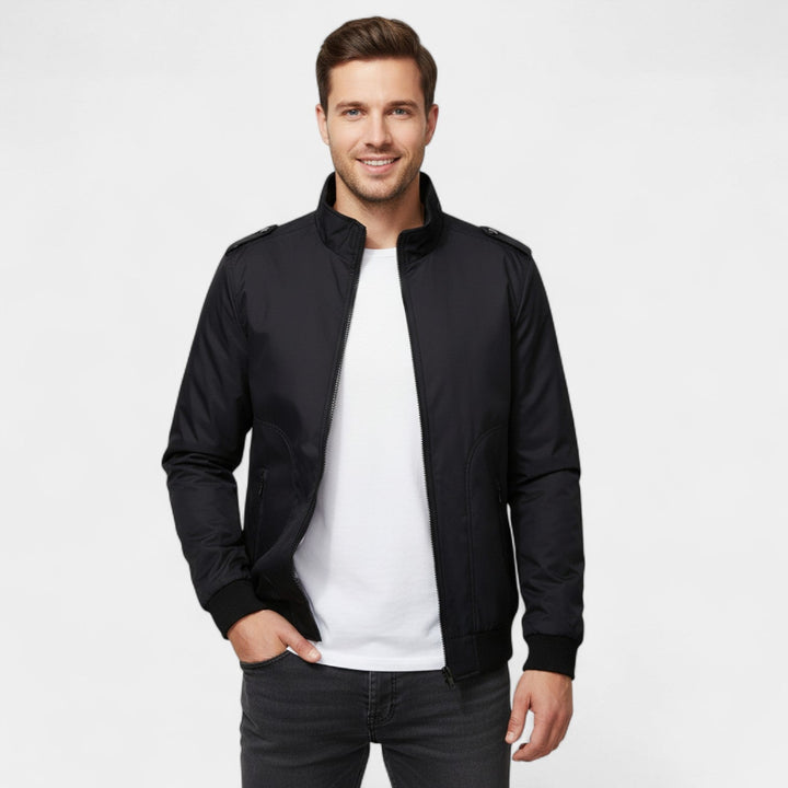 Veste Homme Col Montant en Mélange Tissé – Coupe Slim Ajustée