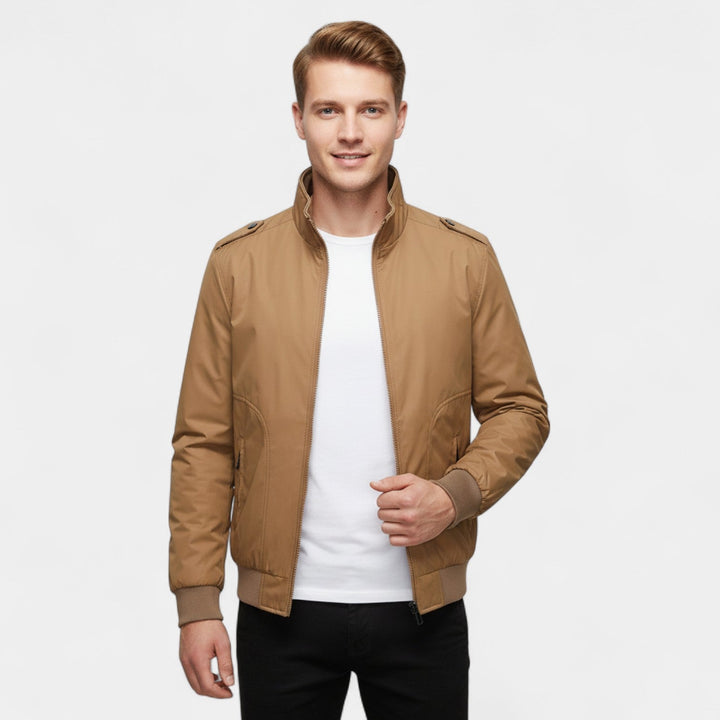 Veste Homme Col Montant en Mélange Tissé – Coupe Slim Ajustée