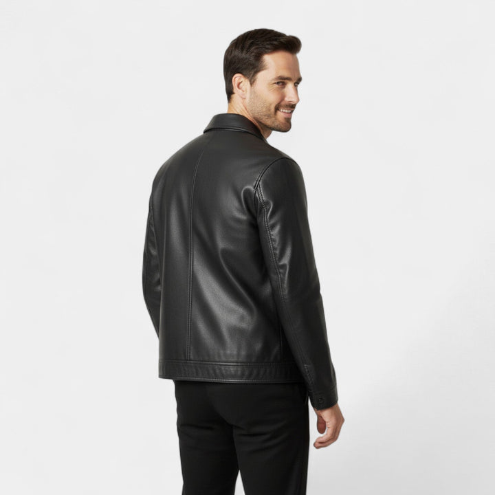 Veste homme en cuir vegan – Style uni coupe-vent