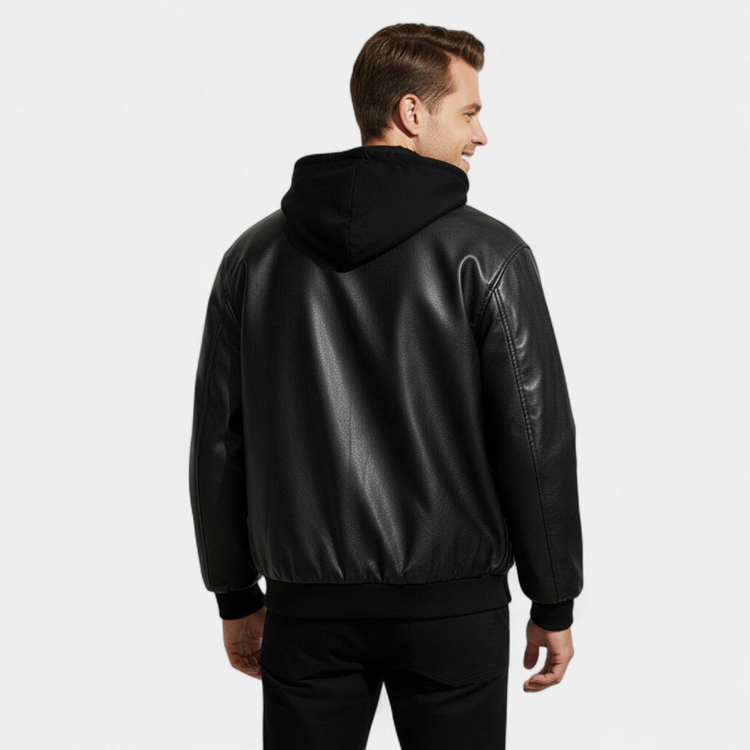 Blouson Varsity Homme Cuir Rétro – Effet Deux Pièces Moderne