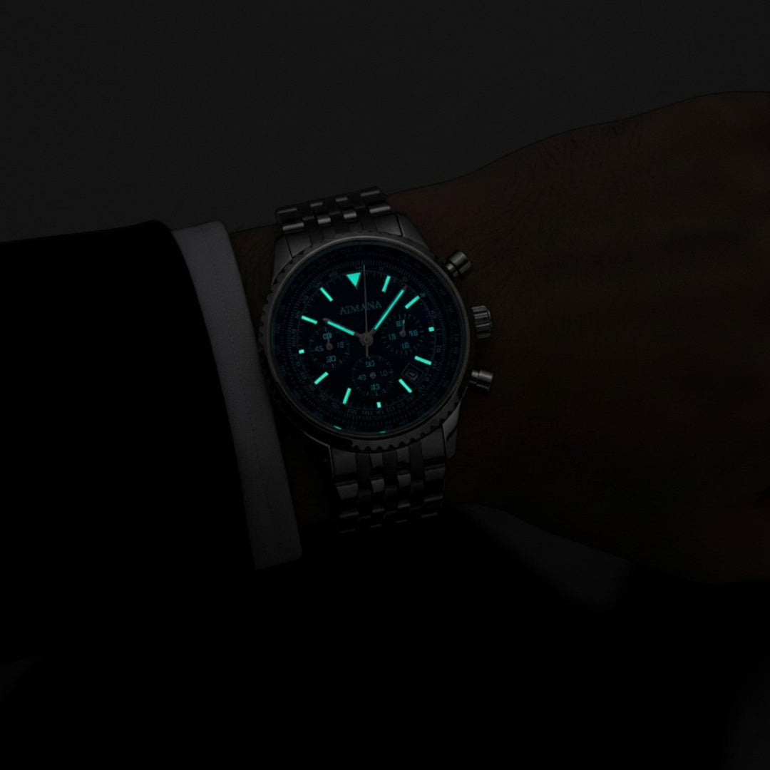 Montre Chronographe Homme en Acier Inoxydable – Mouvement Quartz Six Aiguilles