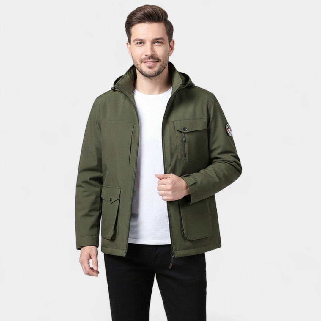 Veste Coupe-Vent Shell Homme en Matière Technique – Multi-Poches Urbain