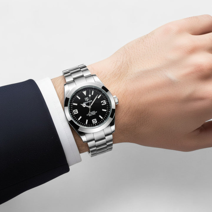 Montre Homme en Acier Inoxydable Analogique – Aiguilles Lumineuses