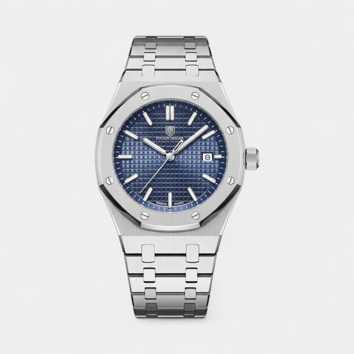 Montre pour Homme Acier Inoxydable Argentée – Quartz Lumineuse et Étanche 42 mm