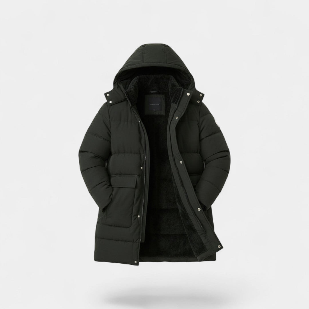 Manteau long homme en coton doublé polaire