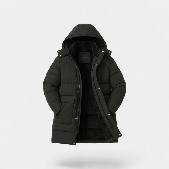 Manteau long homme en coton doublé polaire