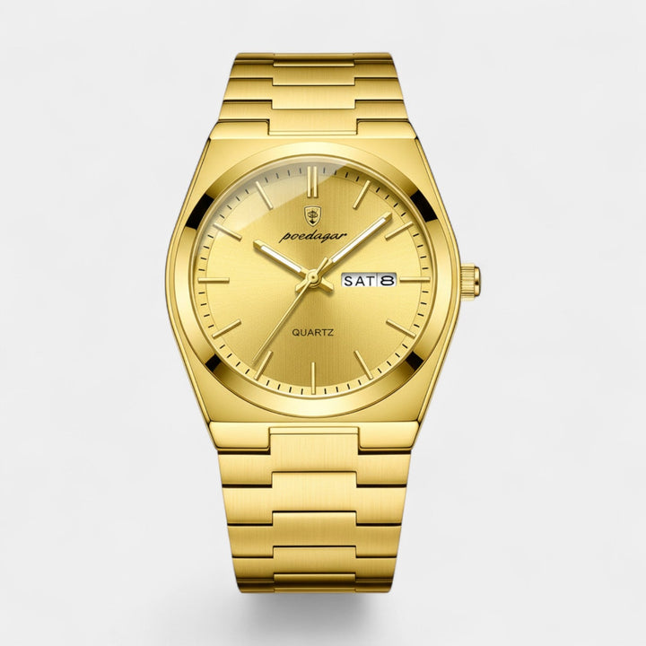 Montre pour Homme Dorée en Acier Inoxydable – Ultra Fine Lumineuse et Étanche 41 mm