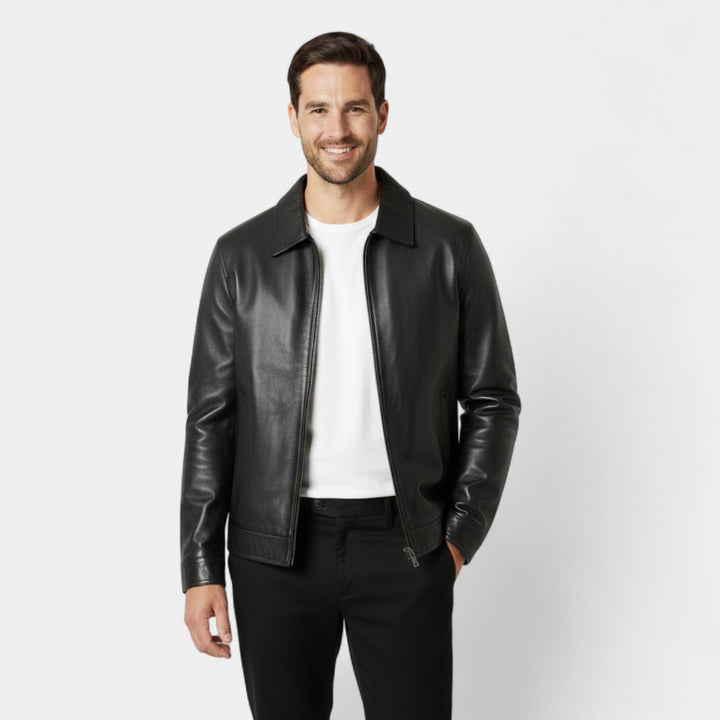 Veste homme en cuir vegan – Style uni coupe-vent