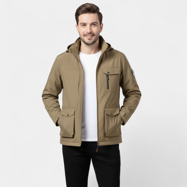 Veste Coupe-Vent Shell Homme en Matière Technique – Multi-Poches Urbain