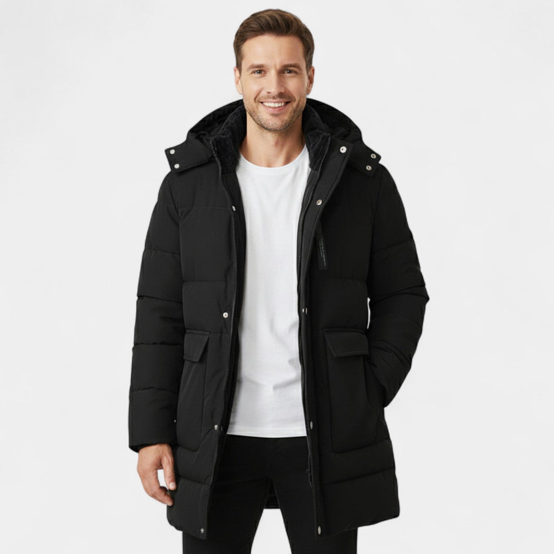 Manteau long homme en coton doublé polaire