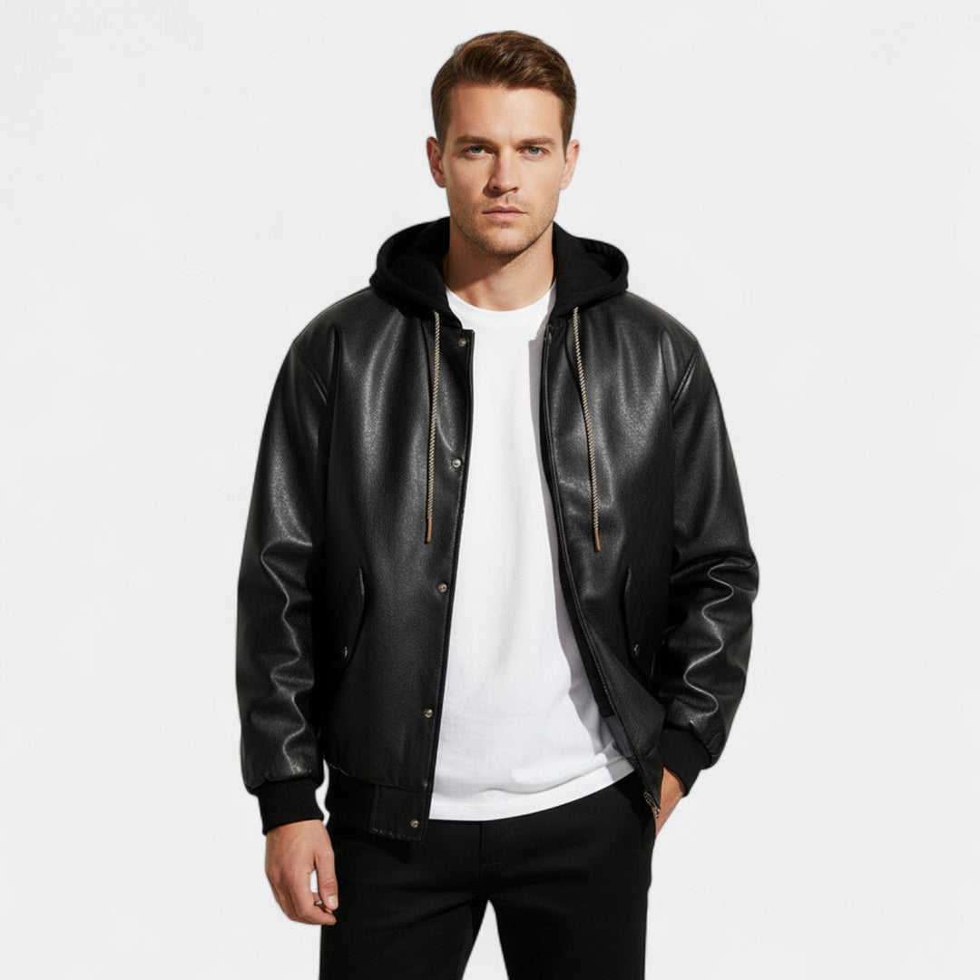Blouson Varsity Homme Cuir Rétro – Effet Deux Pièces Moderne