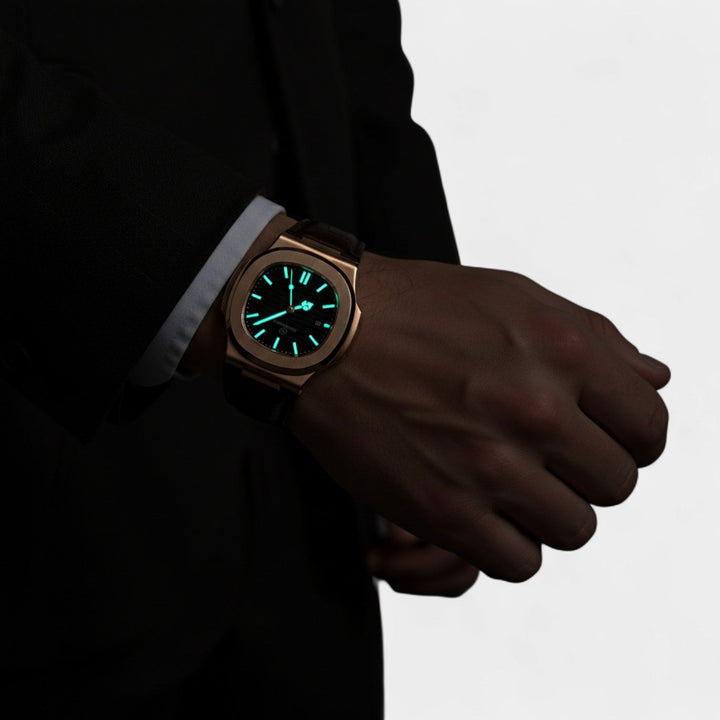Montre pour Homme Bracelet Cuir – Quartz Lumineuse et Étanche 40 mm