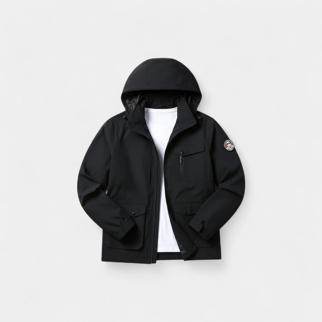 Veste Coupe-Vent Shell Homme en Matière Technique – Multi-Poches Urbain