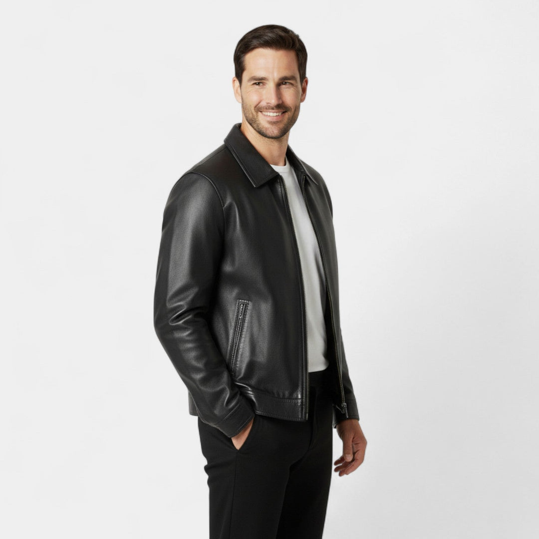 Veste homme en cuir vegan – Style uni coupe-vent