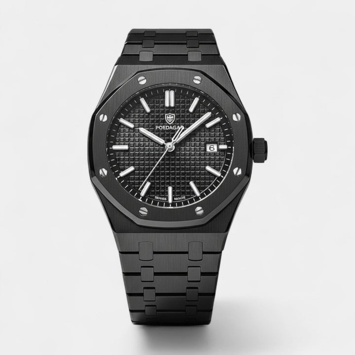 Montre pour Homme Acier Inoxydable Noire – Quartz Lumineuse et Étanche 42 mm
