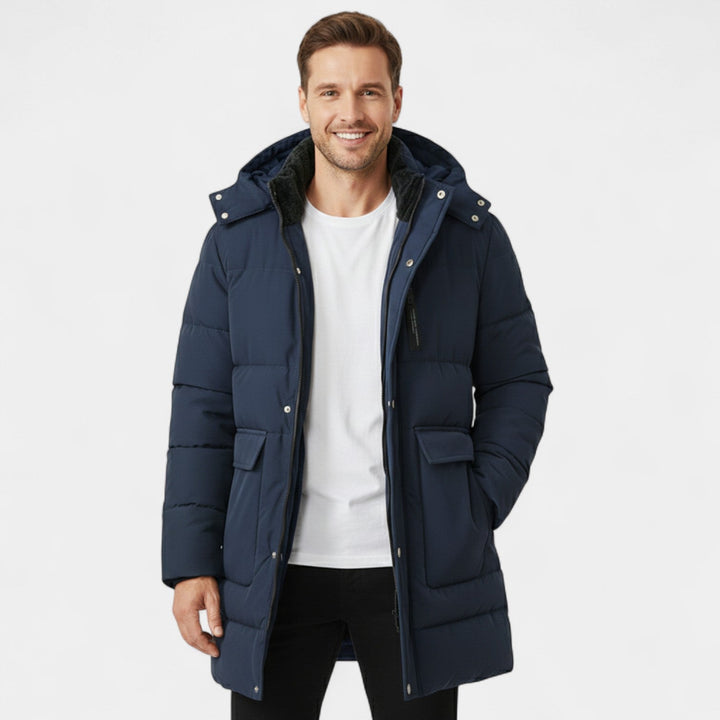 Manteau long homme en coton doublé polaire