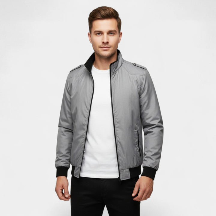 Veste Homme Col Montant en Mélange Tissé – Coupe Slim Ajustée