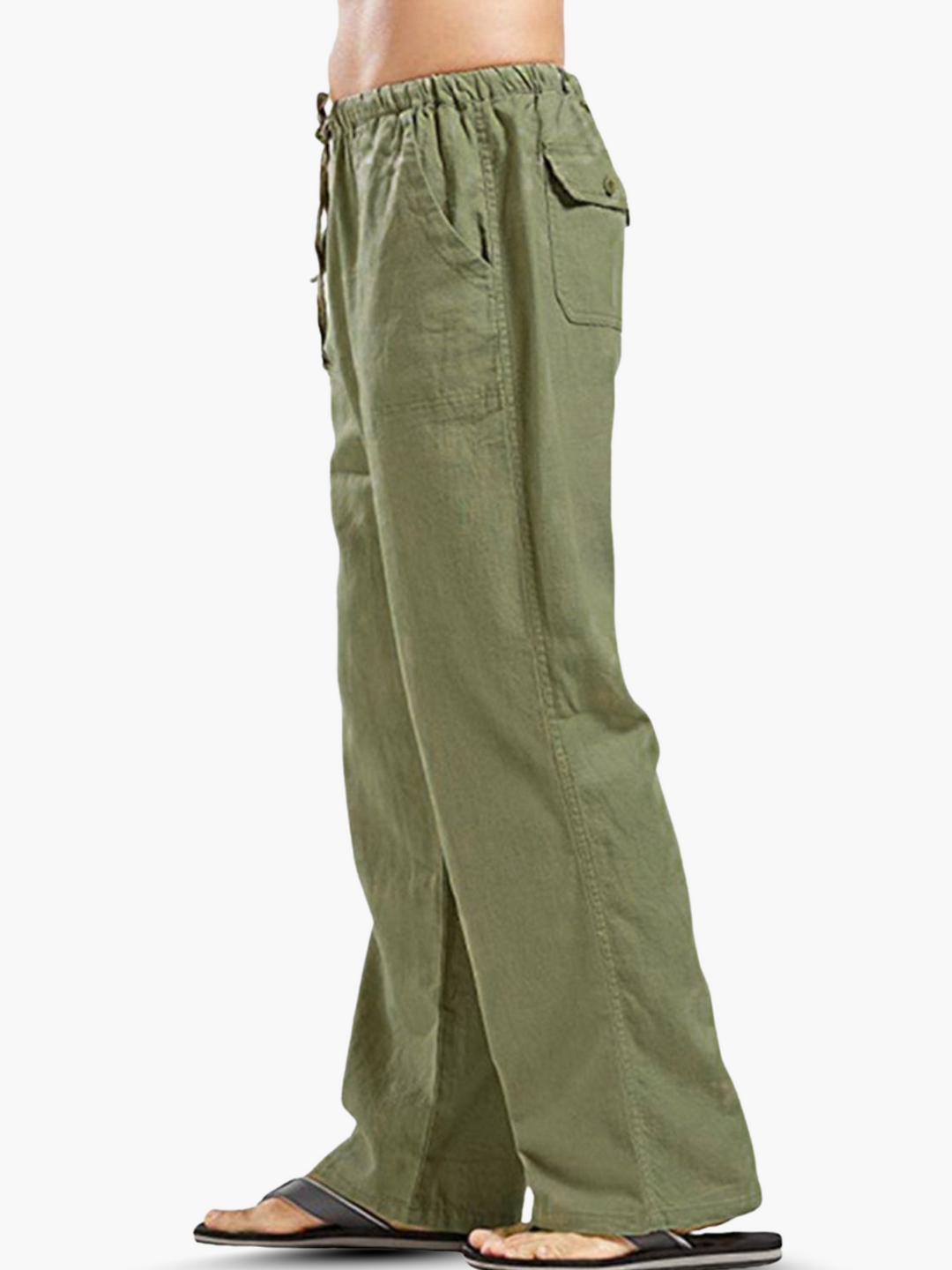 Pantalon Homme Coton-Lin à Cordon – Confort Léger Décontracté