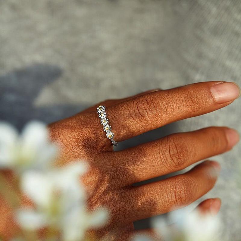Bague Marguerite – Argent &amp; Douceur Peinte