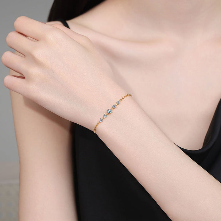 Bracelet Moissanite Doré Ajustable